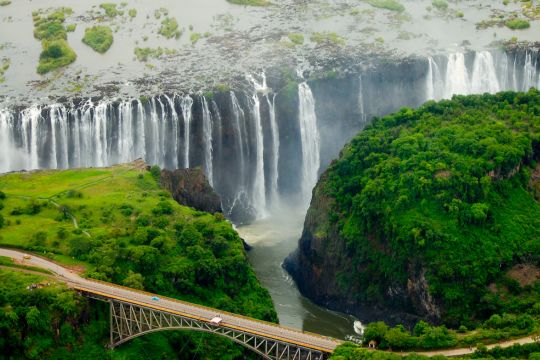 Mist rising from Victoria Falls